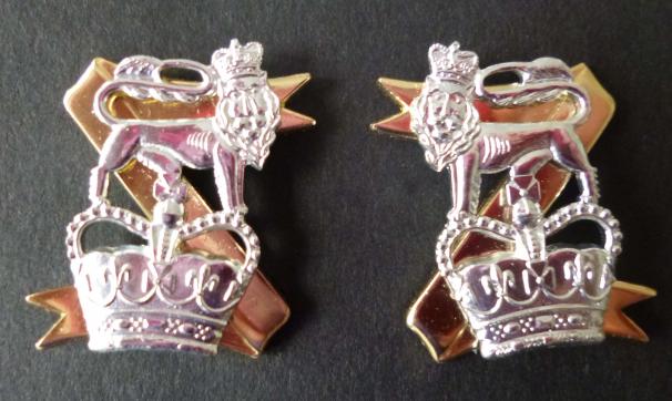 Light Dragoons pair of Staybrite collar badges with back-plates, etc.