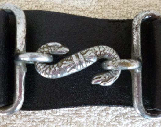 British Army Volunteers 1914-Pattern Black Leather Belt with White-Metal Snake Buckle.