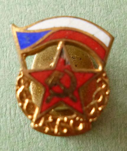 Czechoslovakia (CSSR) : CSSR / USSR Friendship enamelled buttonhole lapel-badge.