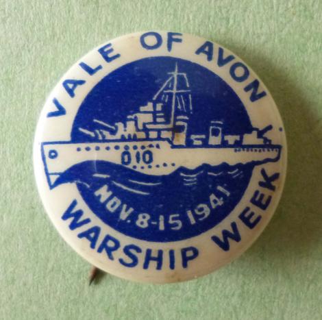 WW2 1941 Vale of Avon Warship Week (Nov 8 - 15) lapel badge.