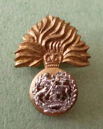 Royal Regiment of Fusiliers small bi-metal Queen's crown Lapel Badge.