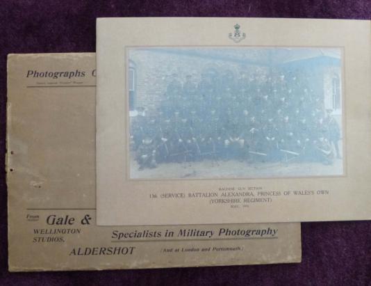 WW1 Original 1916 Unit Photograph: Machine Gun Section, 13th (Service) Battalion, Alexandra, Princess of Wales's Own (Yorkshire Regiment) May 1916, complete with original protective envelope.,