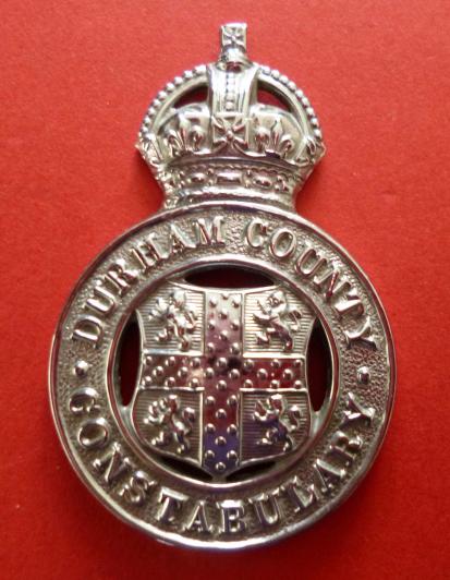Durham County Constabulary (King's crown) Cap Badge.