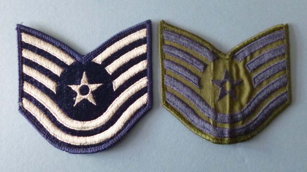 USA : USAF Technical Sergeants' Rank Arm Badges for Service Dress and Fatigues.