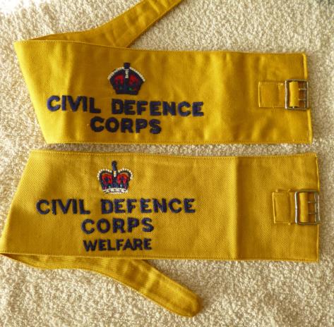 Two Civil Defence Corps Armbands.