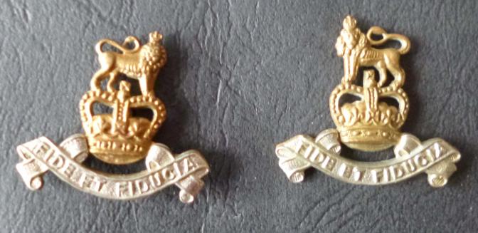 Pair of Royal Army Pay Corps (Queen's crown) Collar Badges.