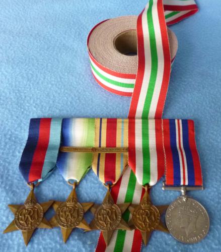 Original Full-size Medal Ribbon : Italy Star Original Stock.