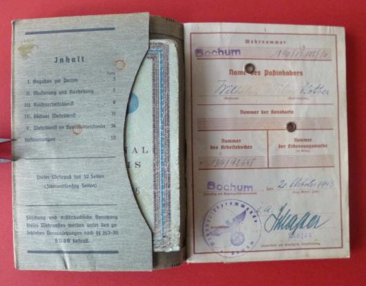 Third Reich : Wehrpass and Post-war British Zone Personal Pass.