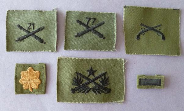 USA : Collection of Six Army Branch of Service and Rank insignia for Combat / Fatigues.