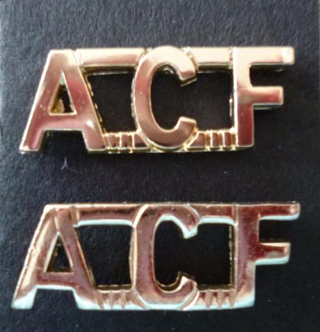 Pair of Army Cadet Force 'A.C.F.' Staybrite Shoulder-titles.