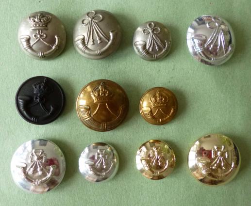 Small Collection of Eleven Different Light Infantry Buttons.