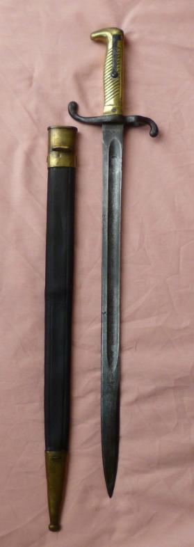 Imperial : German 1871 Pattern (S 71) Bayonet with Bavarian-style Scabbard.