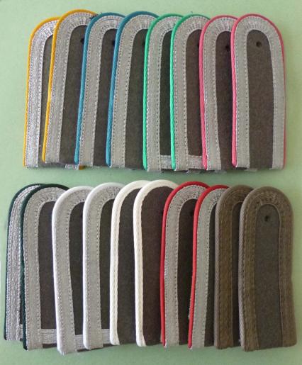 East Germany (DDR) : Collection of Nine Matched pairs of NVA Slip-on Epaulettes.