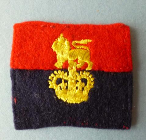 War Office Controlled Units Queen's crown Machine-embroidered Shoulder Flash.