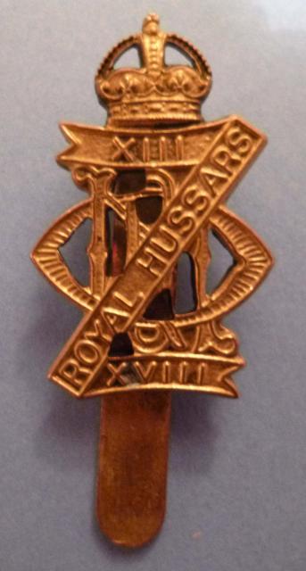 13th/18th Royal Hussars (Queen Mary's Own) Kings crown Cap Badge.