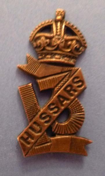 13th Hussars Single Kings crown Collar Badge.