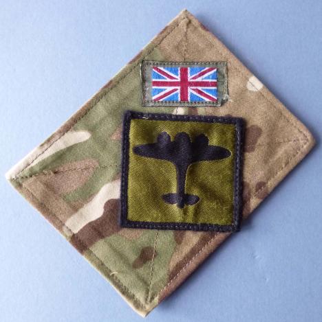 British Army Multi-terrain Pattern Blanking-patch with Union Flag and Subdued 21 Signal Regiment TRF.