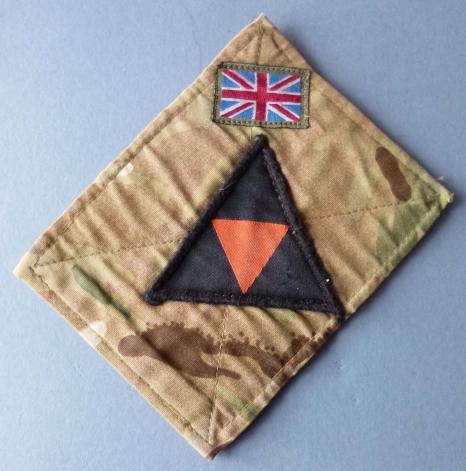 British Army Multi-terrain Pattern Blanking-patch with Union Flag and Army 3rd (UK) Mechanised Division TRF.