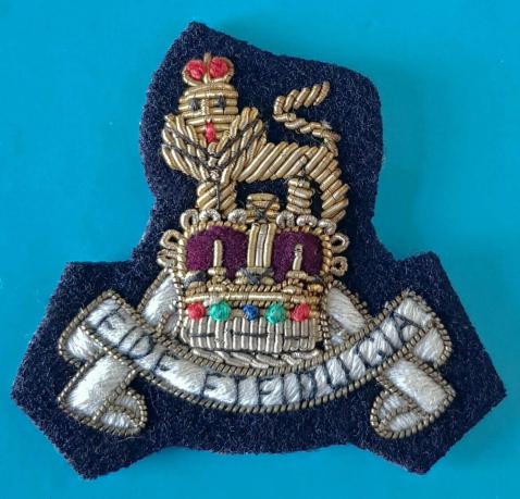 Royal Army Pay Corps Officer's Queen's crown Wire-embroidered Beret badge.