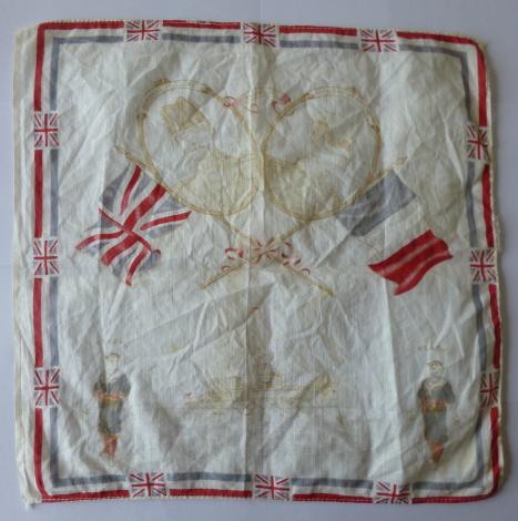 WW1 Commemorative Handkerchief showing Admiral Jellicoe and Admiral de Lapeyrere.