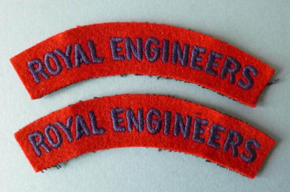 Pair of 'Royal Engineers' Machine-embroidered Cloth Shoulder-titles.