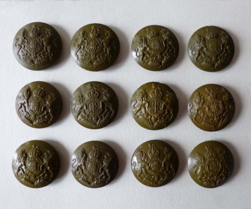 WW2 Set of Twelve Olive-green Plastic General Service Buttons.