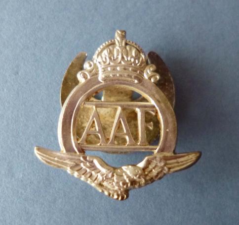 WW2 Auxiliary Air Force Member's Silver 'AAF' Lapel-badge.