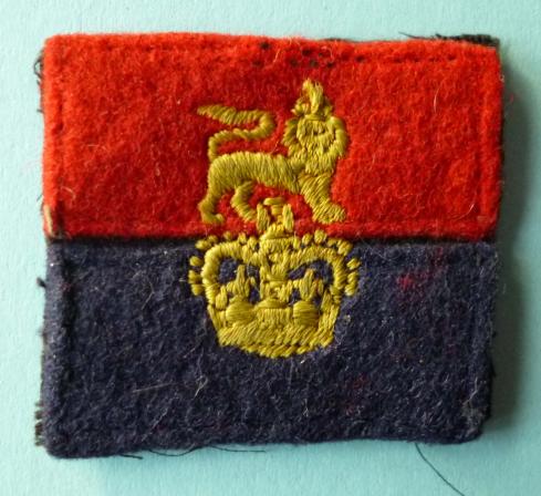 War Office Controlled Units Queen's crown Machine-embroidered Shoulder Flash.