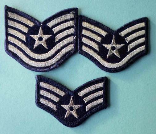 USA : USAF Vietnam-era Group of Three Rank Armbadges for wear on the shirt.