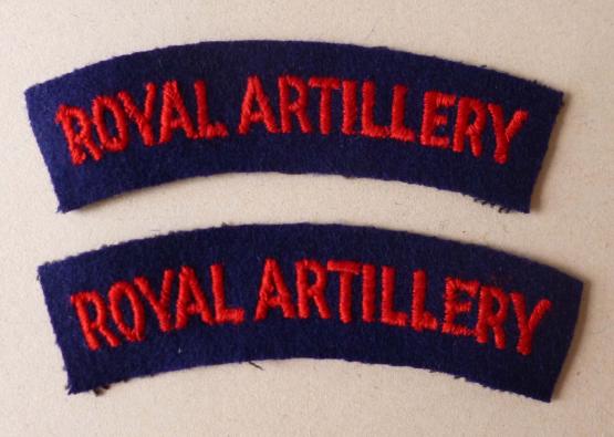 Pair of 'Royal Artillery' Machine-embroidered Cloth Shoulder-titles.