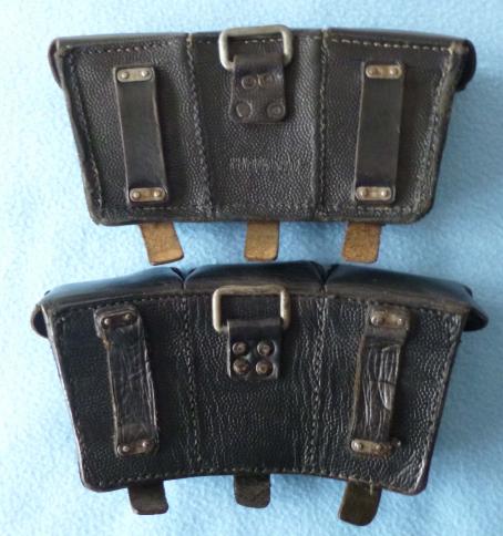 Third Reich : A Near-matching Pair of K98k Leather Ammunition Pouches.