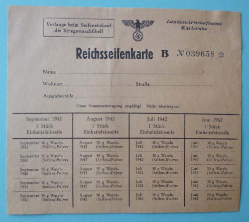 Third Reich : Reichsseifenkarte (Soap ration-card).