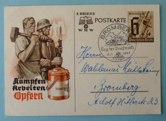 Third Reich : Postcard Issued to Mark the Second Winter Relief Work Campaign of the War.