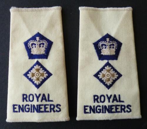 Pair of Royal Engineers Lieutenant-colonel Queen's crown rank-slides.