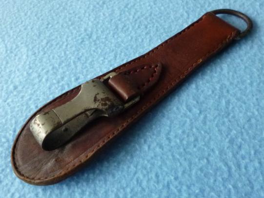 Third Reich : Brown Leather Tear-drop Sword hanger with Nickel-plated Fittings.