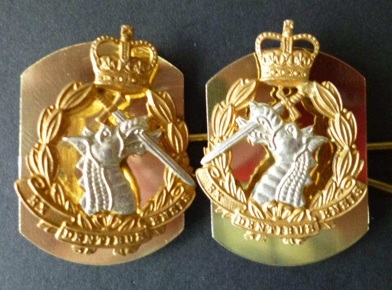 Royal Army Dental Corps Matched Pair of Queen's crown Collar-badges.