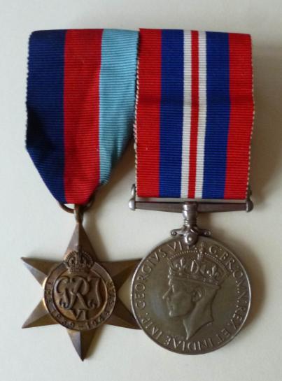 WW2 Mounted pair of Medals : 1939-45 Star / 1939-45 War Medal.