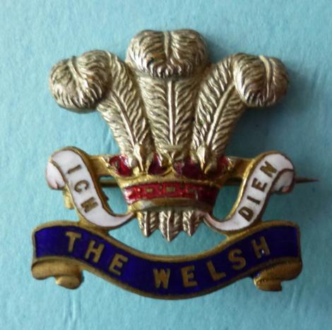 The Welsh Regiment Enameled Sweetheart Brooch.