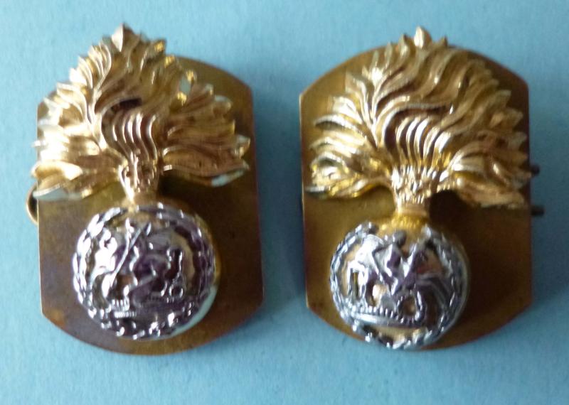 Royal Regiment of Fusiliers Pair of Staybrite Other-ranks' Collar-badges.