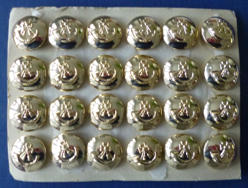 Light Infantry Set of 24 Staybrite Buttons, 25mm dia.