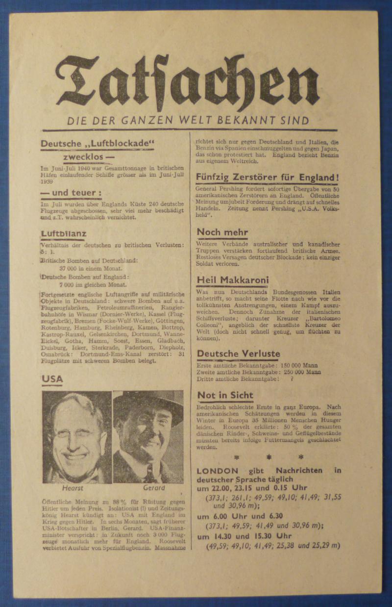 Third Reich : Allied Propaganda Leaflet Dropped over Germany