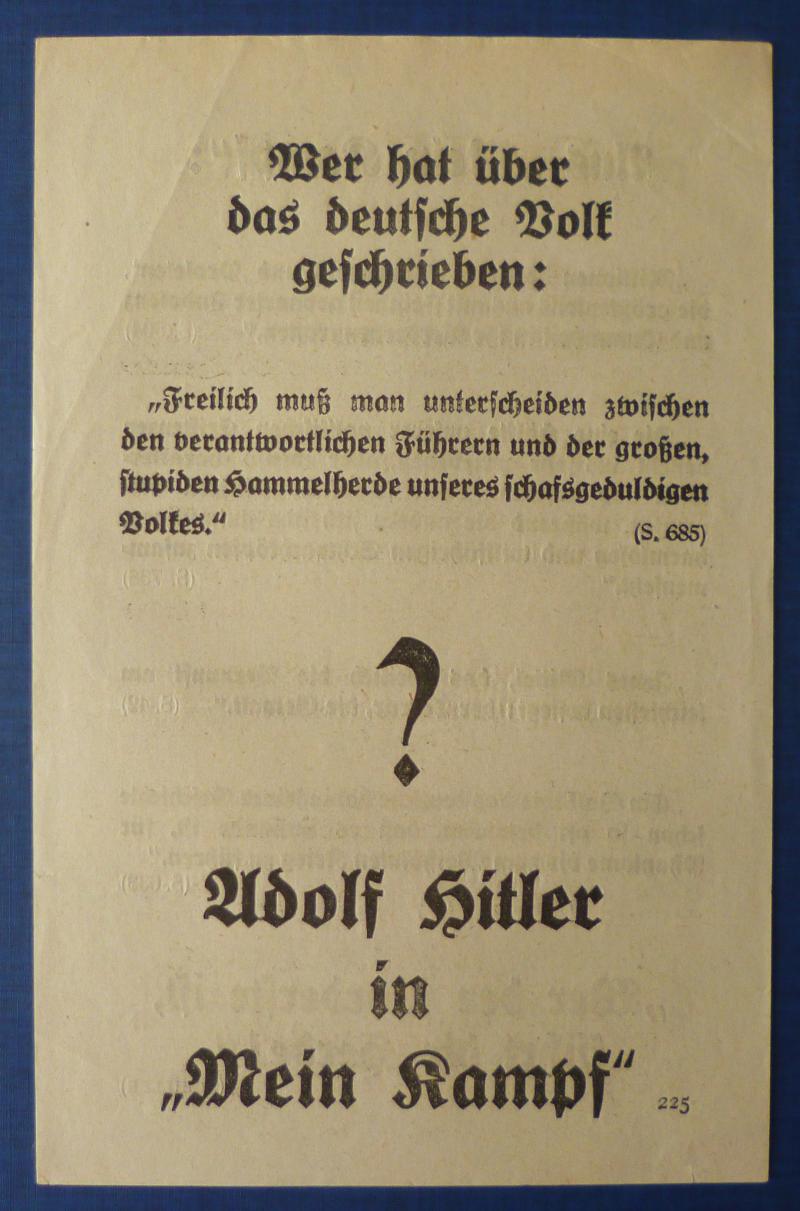 Third Reich : Allied Propaganda Leaflet Dropped over Germany.