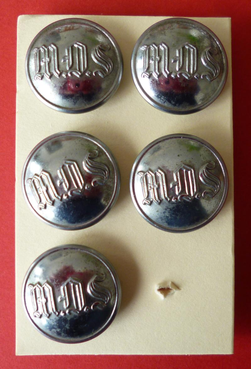 Ministry of Supply Fire Brigade 1939-1959 Chrome-plated Uniform Buttons.