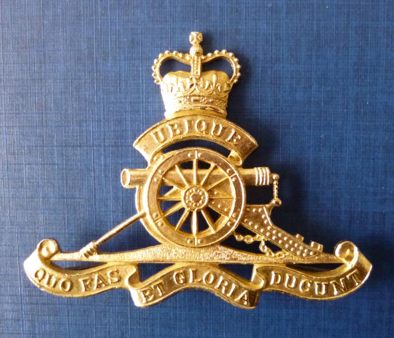 Royal Artillery Queen's crown Anodised Aluminium Badge.