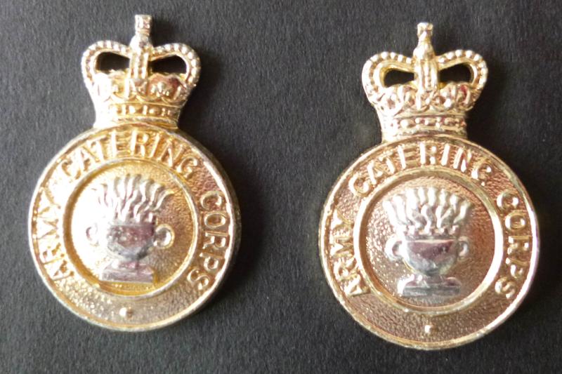 Army Catering Corps (ACC) Pair of OR's Staybrite Collar-badges.
