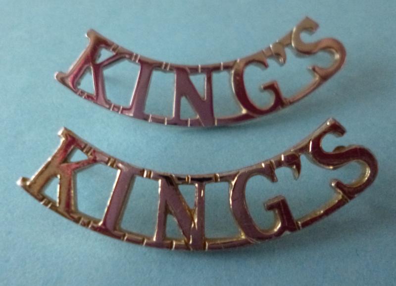 Pair of The King's' Regiment (Liverpool) Staybrite Shoulder-titles.