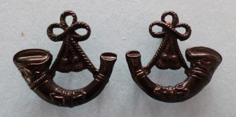 Matching Pair of Blackened Bugle Collar-badges.