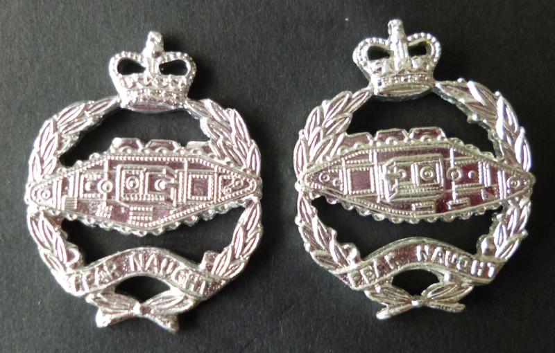 Royal Tank Regiment (RTR) Matched Pair of Staybrite OR's Collar-badges.