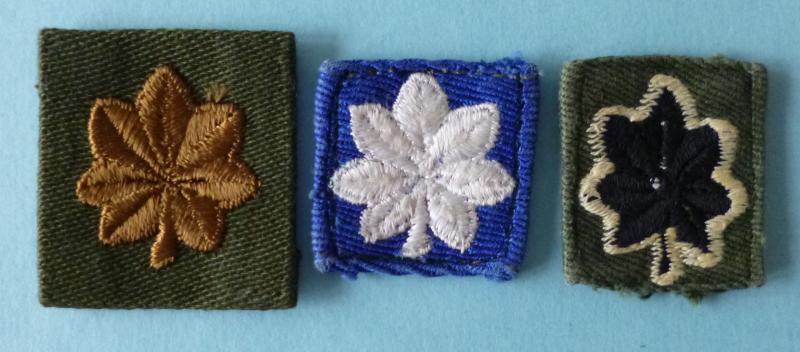USA : Three Machine-embroidered Rank-badges for Majors and Lt. Colonels.