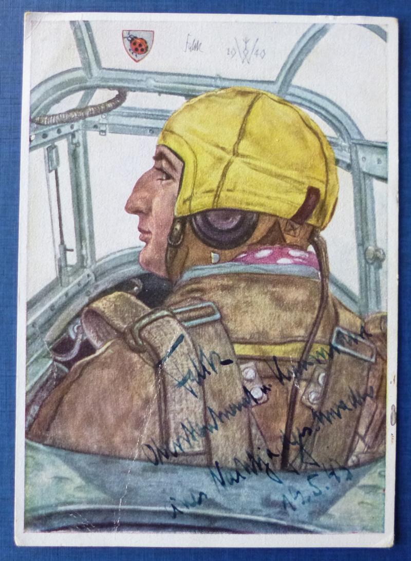Third Reich : Autographed Willrich Postcard of Luftwaffe Hauptmann Wolfgang Falck.